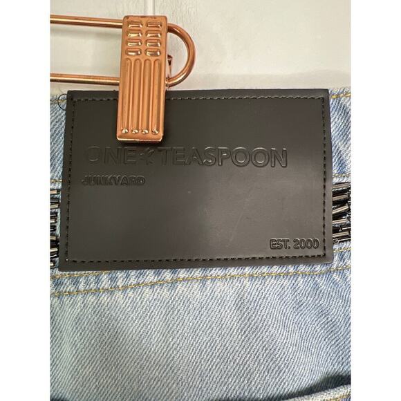 NWT One Teaspoon Railed Sequin Junkyard Low Waist Denim Skirt Size 34 - Picture 9 of 11